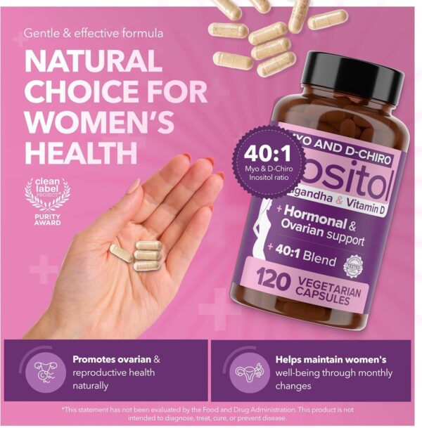 Intimate Rose Myo-Inositol & D-Chiro Inositol Supplement for Women - Hormone Balance & Ovarian Support for Women - Ideal 40:1 Ratio, Vitamin D3 + Ashwagandha