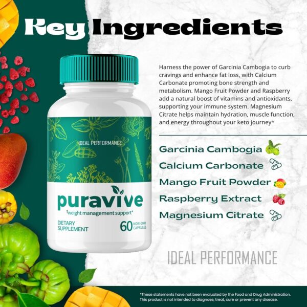 Puravive Capsules, Official Puravive Supplement Pills - Maximum Strength, All Natural Keto Capsule to Sustain Active Lifestyle & Fitness Goals, Pura Vive Detox & Cleanse Pills Reviews (2 Pack)