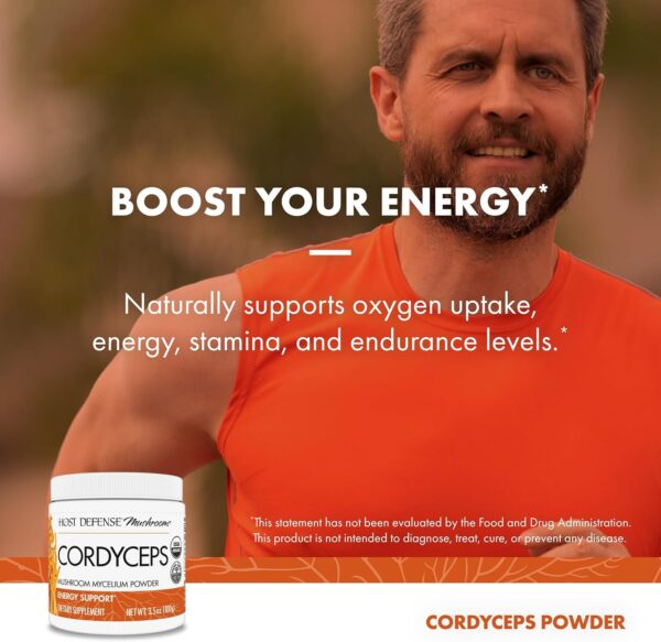 Host Defense Cordyceps Powder - Immune & Energy Support Supplement - Kidney Health Supplement with Cordyceps Mushrooms - Fitness Support Supplement to Aid Oxygen Uptake - 3.5 oz (66 Servings)