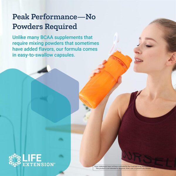 Life Extension Branched Chain Amino Acids (BCAAs), leucine, isoleucine, valine, Promotes Muscle Recovery After Exercise, Gluten-Free, Non-GMO, 90 Capsules