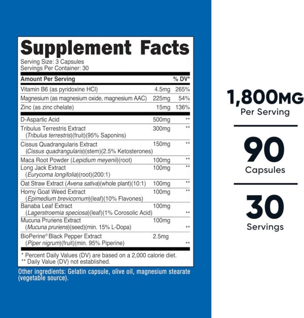 Nutricost Testosterone Support Complex (90 Capsules) -1800mg Per Serving
