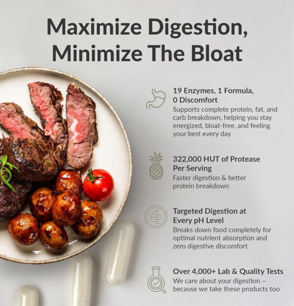 BIOptimizers MassZymes Digestive Enzymes Supplement – Max Nutrient Absorption, Boost Energy, Reduce Bloating – Health Vegan Dairy-Free – Muscle Recovery, Gut Health & Clarity - 100,000 Units 30 Caps