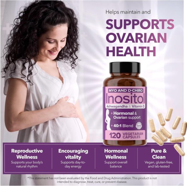 Intimate Rose Myo-Inositol & D-Chiro Inositol Supplement for Women - Hormone Balance & Ovarian Support for Women - Ideal 40:1 Ratio, Vitamin D3 + Ashwagandha