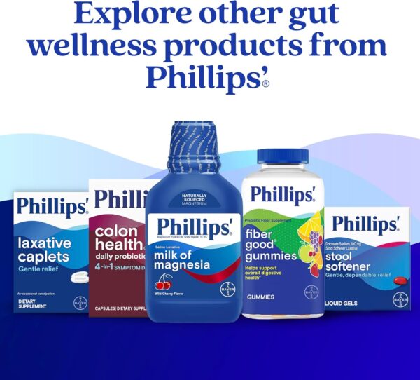Phillips' Colon Health Daily Probiotic Capsules, 4-in-1 Symptom Defense to help defend against Occasional Gas, Bloating, Constipation, and Diarrhea, Daily Supplement, 60 Count
