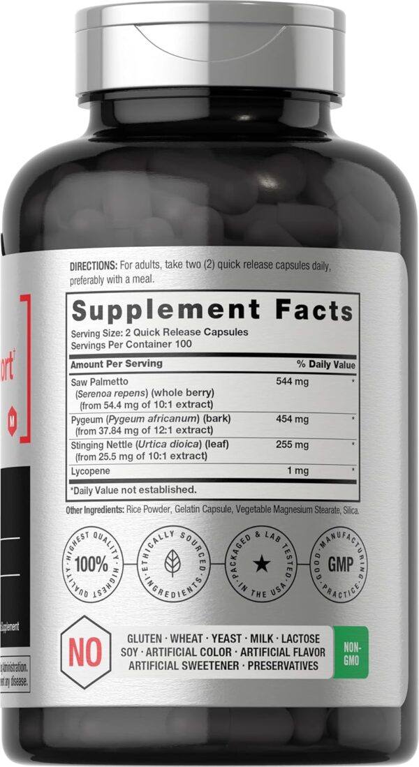 Horbaach Prostate Supplement for Men | 200 Capsules | Enhanced Complex with Saw Palmetto, Pygeum, Stinging Nettle | Non-GMO and Gluten Free