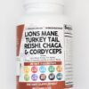 Clean Nutraceuticals Lions Mane 20in1 Mushroom Supplement with Turkey Tail Reishi Cordyceps Chaga Maitake Meshima Poria Cocos Shiitake Oyster Porcini Enoki - Pack