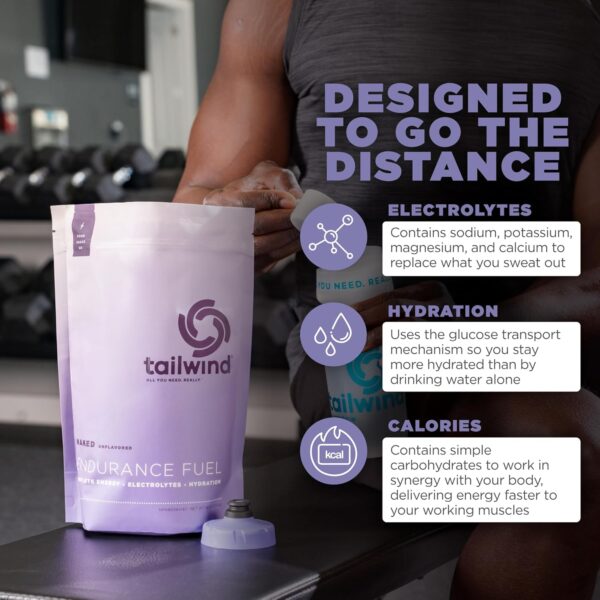 Tailwind Nutrition Endurance Fuel, Sports Drink Powder Mix with Electrolytes, Non-GMO, Free of Soy, Dairy, and Gluten, Vegan Friendly, Naked Unflavored, 30 Servings