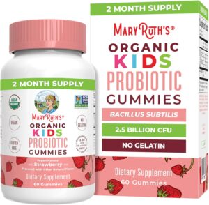 MaryRuth Organics Kids Probiotics for Digestive Health | USDA Organic Probiotic Gummies | Probiotics for Kids | Immune Support | Gut Health Supplement | Vegan | Non-GMO | Gluten Free | 60 Count