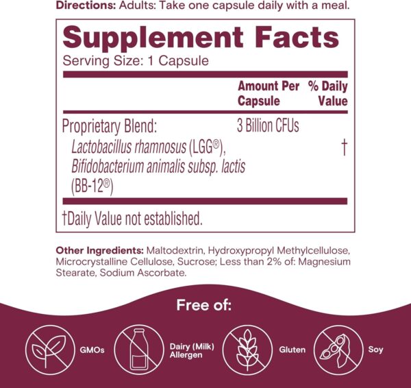 Phillips' Colon Health Daily Probiotic Capsules, 4-in-1 Symptom Defense to help defend against Occasional Gas, Bloating, Constipation, and Diarrhea, Daily Supplement, 60 Count