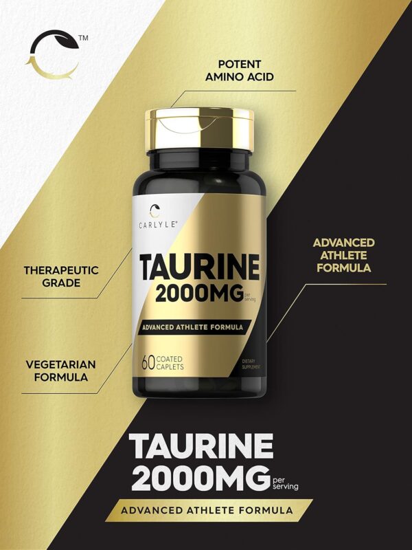 Carlyle Taurine Supplement | 2000mg | 60 Caplets | Vegetarian, Non-GMO, and Gluten Free | Advanced Athlete Formula