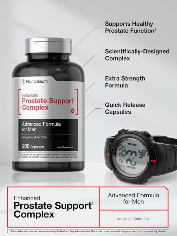 Horbaach Prostate Supplement for Men | 200 Capsules | Enhanced Complex with Saw Palmetto, Pygeum, Stinging Nettle | Non-GMO and Gluten Free