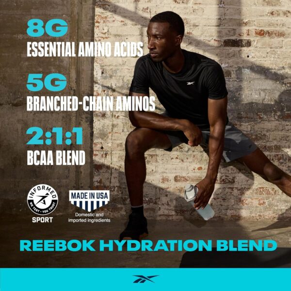 Reebok REECover Amino Acids + Electrolytes | 8g EAAs, 5g BCAAs, Hydration Matrix | Muscle Recovery, Strength | Post-Workout Support | 30 Servings | Strawberry Lemonade