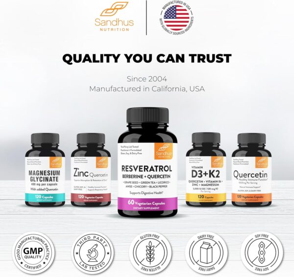 Resveratrol with Berberine for Gut Health | Digestive Supplement for Women and Men | Green Tea, Star Anise, DGL, Grape Seed Extract and Quercetin | Eases Bloating | 60 Vegetarian Capsules for Adults