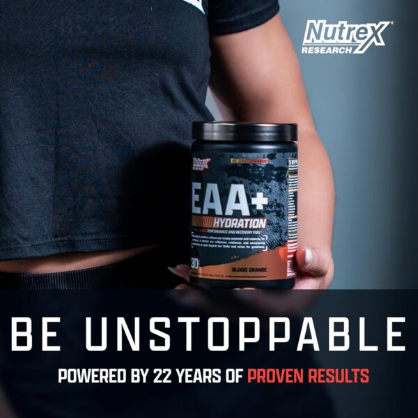 Nutrex Research EAA Hydration | EAAs + BCAAs Powder | Muscle Recovery, Strength, Muscle Building, Endurance | 8G Essential Amino Acids + Electrolytes | Blood Orange Flavor 30 Serving