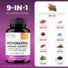 Resveratrol with Berberine for Gut Health | Digestive Supplement for Women and Men | Green Tea, Star Anise, DGL, Grape Seed Extract and Quercetin | Eases Bloating | 60 Vegetarian Capsules for Adults