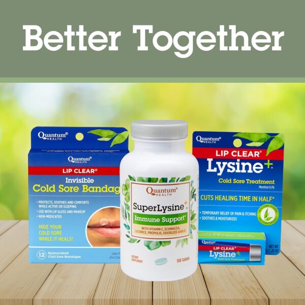 Quantum Health Super Lysine+ / Advanced Formula Lysine+ Immune Support with Vitamin C, Echinacea, Licorice, Propolis, Odorless Garlic (180 Tablets), Packaging may vary