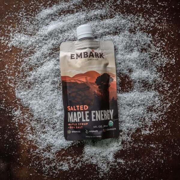 Embark Maple Syrup Energy Gel, 6-Pack of 3oz Resealable Pouches, Natural Sports Nutrition, Certified Organic, Vegan, Gluten Free, for Athletes, Adventurers & Foodies, Salted Maple