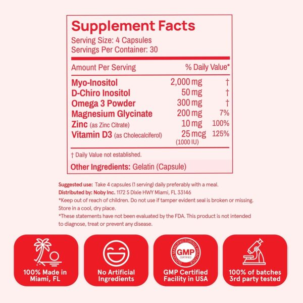Inositol Multivitamin Capsules – Myo-Inositol & D-Chiro 40:1 Blend, Omega-3, Vitamin D3, Magnesium, Zinc – Supports Women’s Health, Mood, Energy, Supplement – 30 SVG
