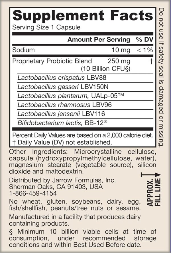 Jarrow Formulas Fem Dophilus Probiotics for Women - 10 Billion CFU, Female Vaginal Probiotics, Vaginal, Urinary Tract and Digestive Support, 30 Capsules
