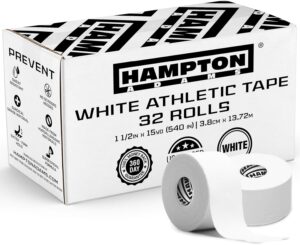 Hampton Adams | As Seen on Shark Tank | Original Bulk Athletic Tape (32-Pack) | 45 ft Rolls | NO Sticky Residue & Easy to Tear | Perfect for Sports Athletes, Trainers & First Aid Injury Wrap