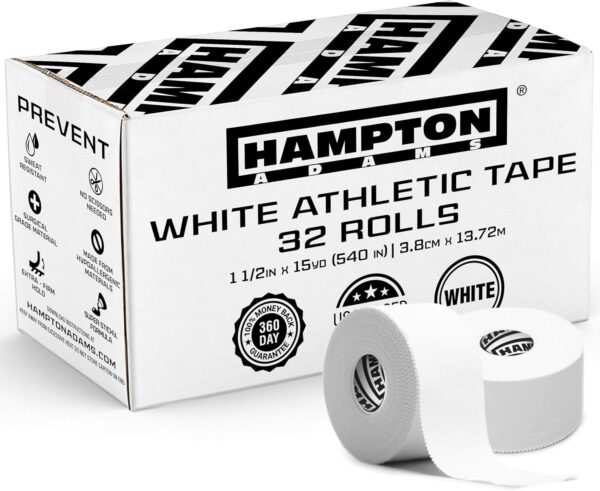 Hampton Adams | As Seen on Shark Tank | Original Bulk Athletic Tape (32-Pack) | 45 ft Rolls | NO Sticky Residue & Easy to Tear | Perfect for Sports Athletes, Trainers & First Aid Injury Wrap