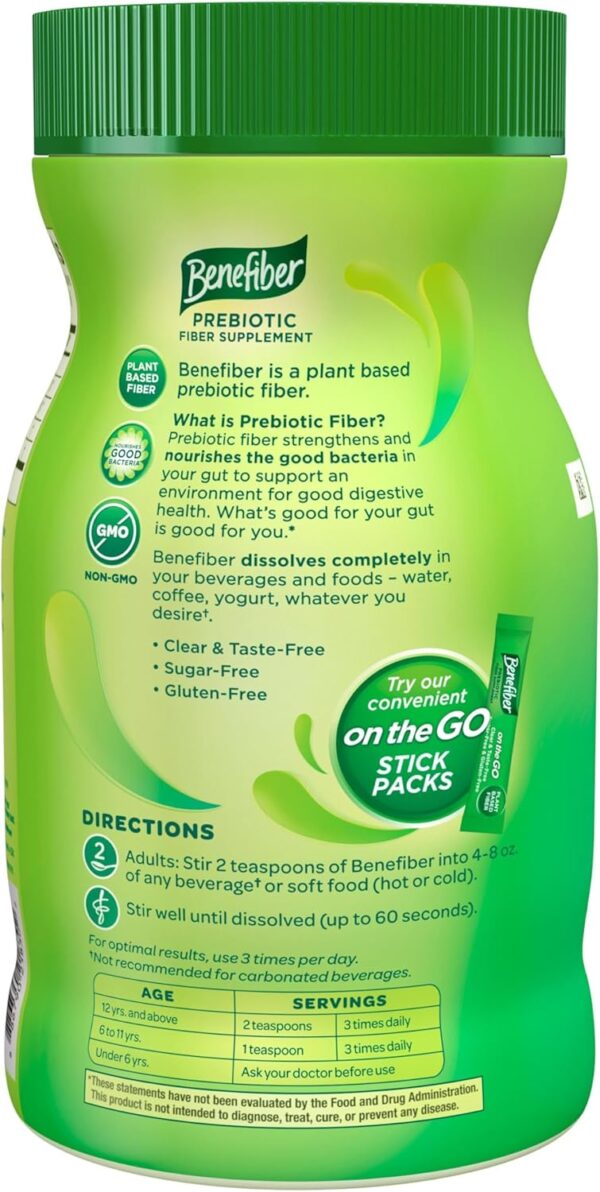 Benefiber Daily Prebiotic Fiber Supplement Powder for Digestive Health, Unflavored - 125 Servings (17.6 Ounces)