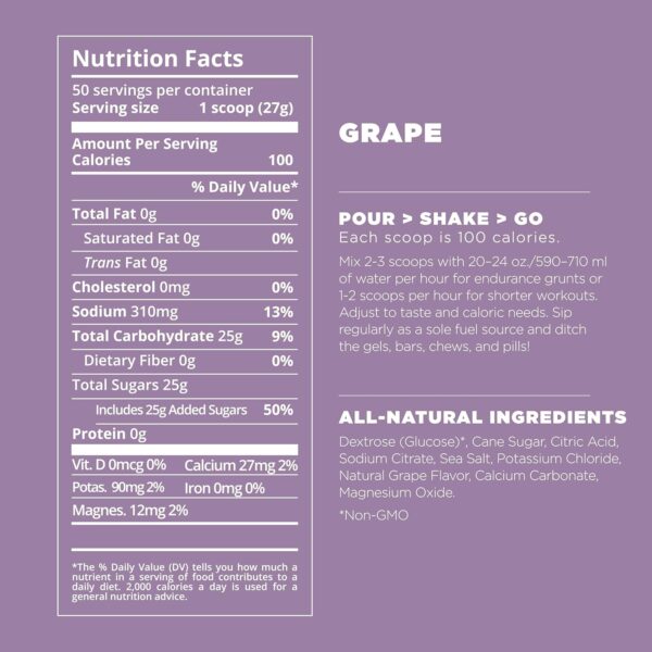 Tailwind Nutrition Endurance Fuel, Electrolyte & Hydration Sports Drink Mix Powder, Gluten-Free, Vegan, Grape, 50 Servings