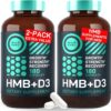 HMB and Vitamin D3 Supplement Capsules - B-Hydroxy B-Methylbutyrate 1,000-3,000 MG HMB Supplements with Vitamin D3 - Muscle Growth, Strength, Performance, Pre-Workout, Muscle Recovery - 360 Caps