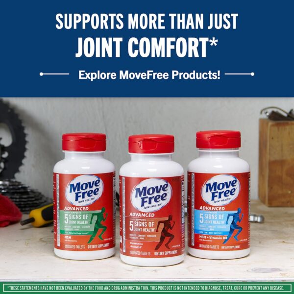 Move Free Advanced Glucosamine Chondroitin MSM Joint Support Supplement, Supports Mobility Comfort Strength Flexibility & Bone - 120 Tablets (40 servings)