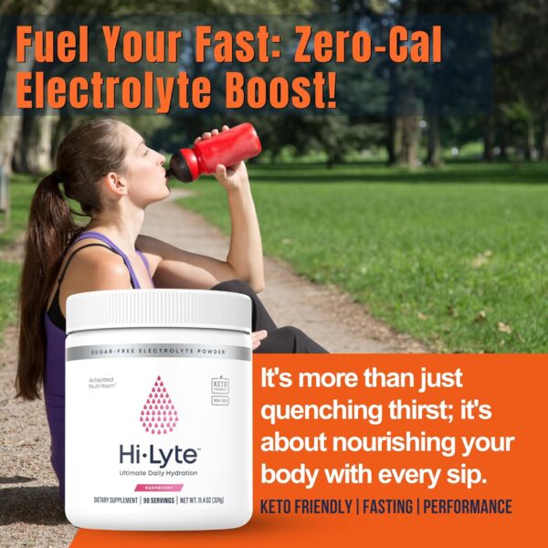 Hi-Lyte Raspberry Electrolyte Powder, Daily Hydration Supplement Drink Mix, 90 Servings | Sugar-Free, 0 Calories, 0 Carbs | No Maltodextrin. Gluten-Free | Supports Keto | Light Refreshing Flavor
