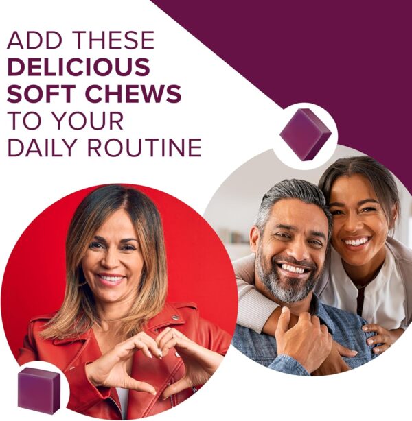 Qunol Beets Chews for Blood Pressure Support, 3 in 1 Beets + CoQ10 + Grape Seed Extract, Supports Healthy Blood Circulation & Heart Healthy Energy, 90 Chews