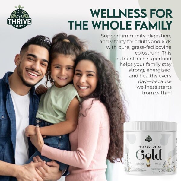 Colostrum Gold - Premium Grass-Fed Bovine Colostrum Powder Supplement for Immunity, Gut Health, Muscle & Wellness - Daily Superfood Supports Hair, Skin, Nails - Women & Men - Unflavored, 60 Servings