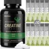 Creatine Capsules & Electrolytes Powder, 150 Creatine Capsules, 10 Pack Electrolyte Combination, Supplement for Muscle, Energy, Recovery, Gluten-Free Creatine for Women, Men (30 Servings)
