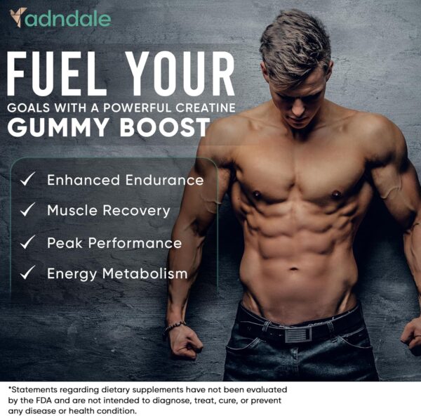 Creatine Monohydrate Gummies for Men & Women – 5000mg per Serving Creatine Supplement with Beta-Alanine, L-Citrulline & B12 – Supports Strength, Energy, and Recovery – 75 Vegan Gummies. Sugar-Free