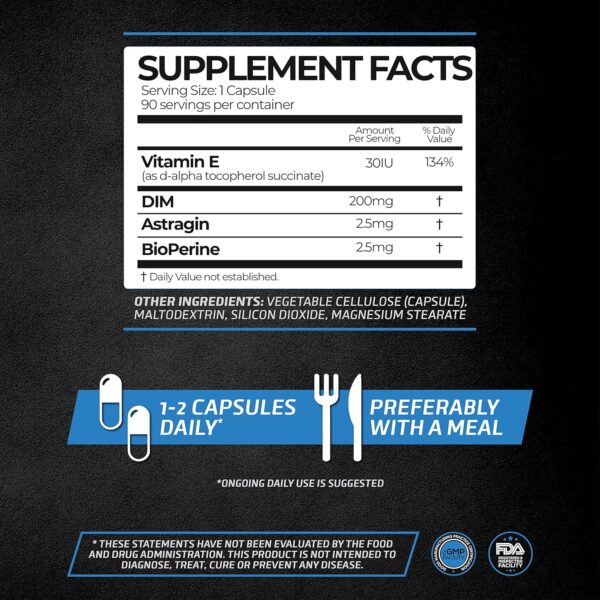DIM 3X 200mg Supplement | Dim Estrogen Blocker for Men & Aromatase Inhibitor | Men’s Hormone Balance & Fitness Booster Supplement | 90 Capsules