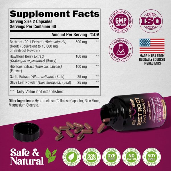 Beet Root Capsules - Healthy Blood Pressure Support Supplement