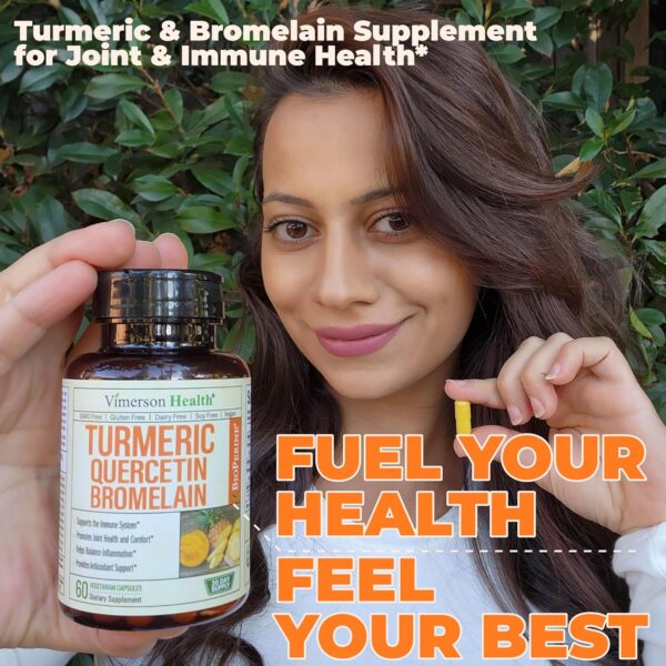 Quercetin with Bromelain Turmeric Supplement - Quercetin 500mg Capsules + Curcumin with Black Pepper - Joint Supplements for Women & Men. Bromelain Turmeric Curcumin Supplement. 60 Tumeric Capsules